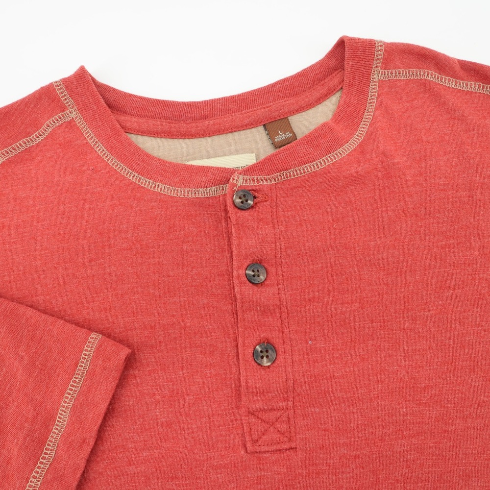 Hobbs Creek Henley Shirt Red‎ Contrast Stitch Mens Large
